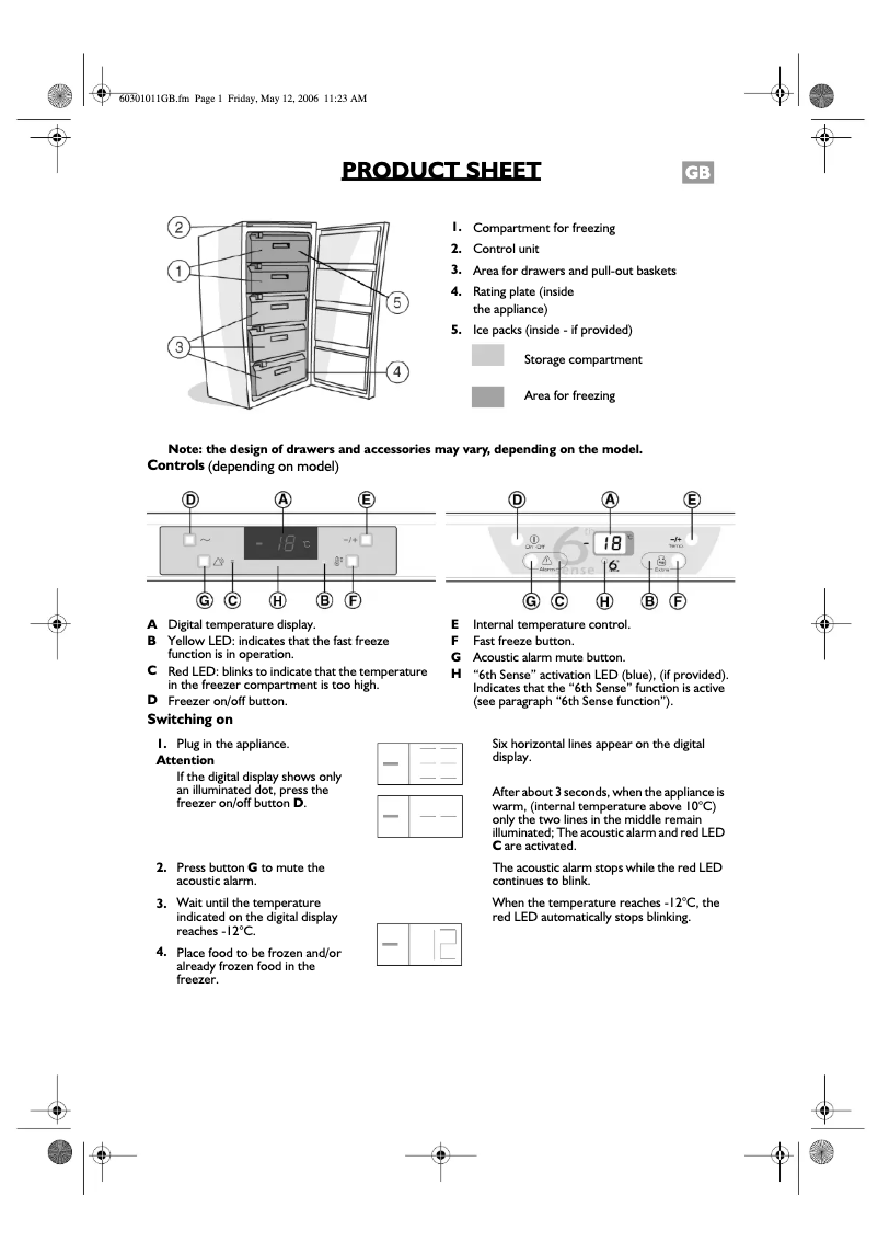 Page 1 de la notice Manuel utilisateur Whirlpool AFG 8164-1