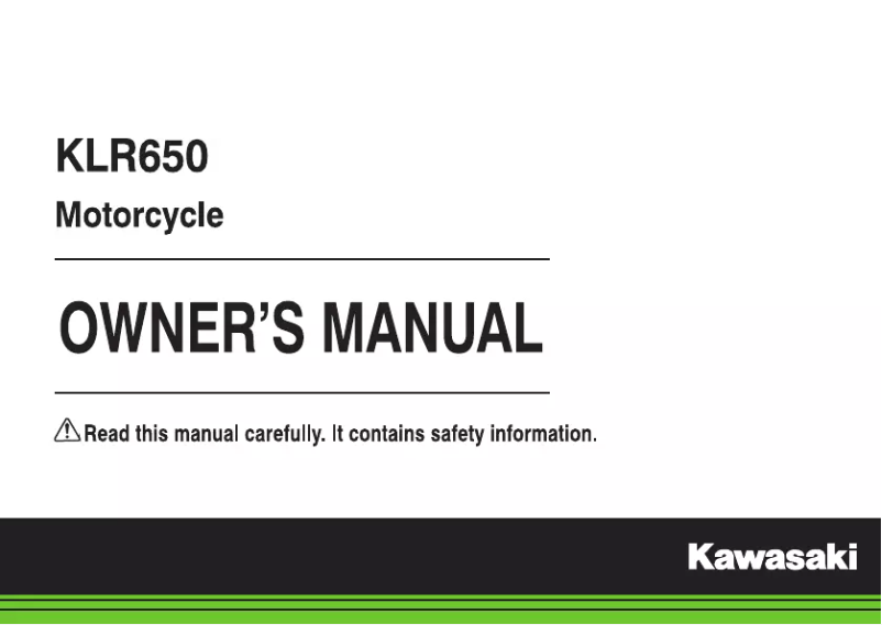 Page 1 de la notice Manuel utilisateur Kawasaki KLR650 (2018)