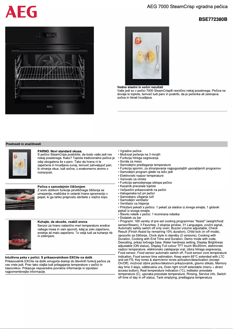 Page 1 de la notice Fiche technique AEG BSE772380B