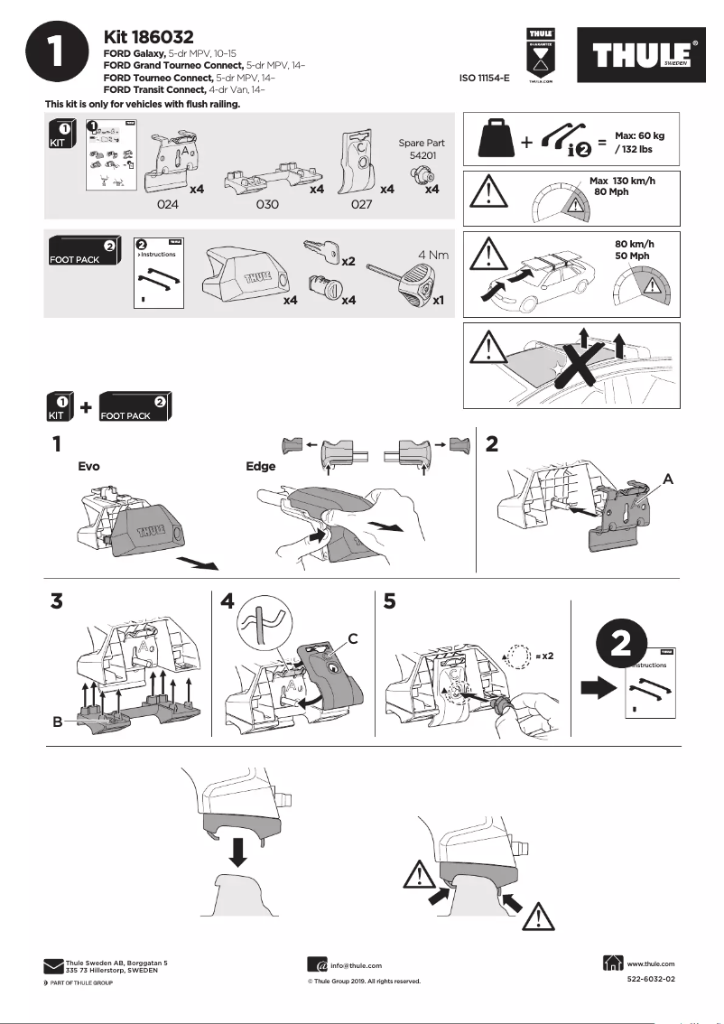 Page 1 de la notice Manuel utilisateur Thule Kit 186032