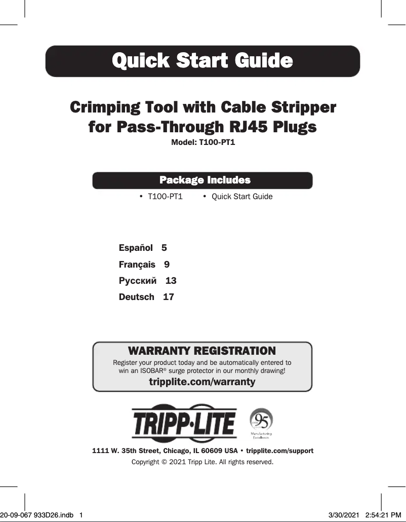 Página 1 del manual Manual de usuario Tripp Lite T100-PT1