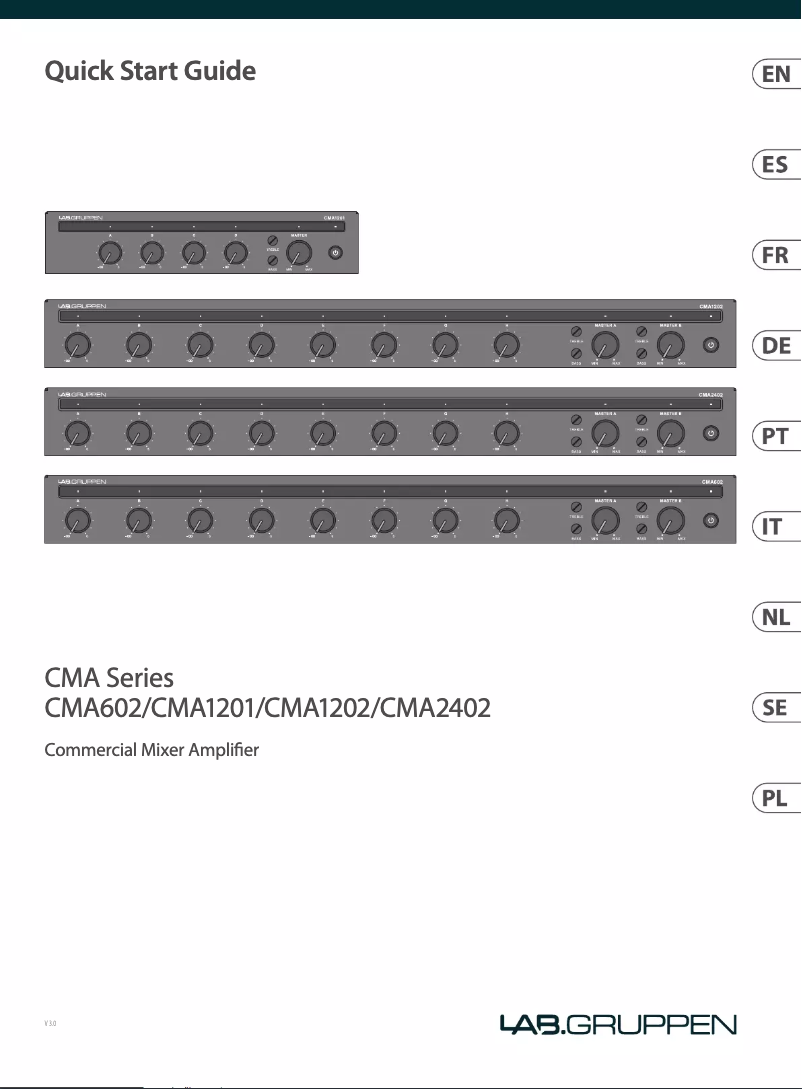 Page 1 de la notice Manuel utilisateur Lab Gruppen CMA2402