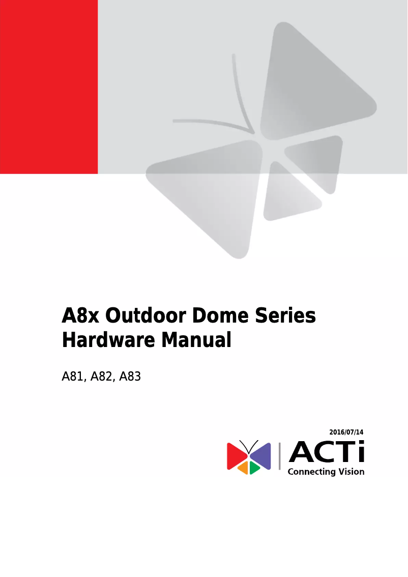 Page 1 de la notice Manuel utilisateur ACTi A83