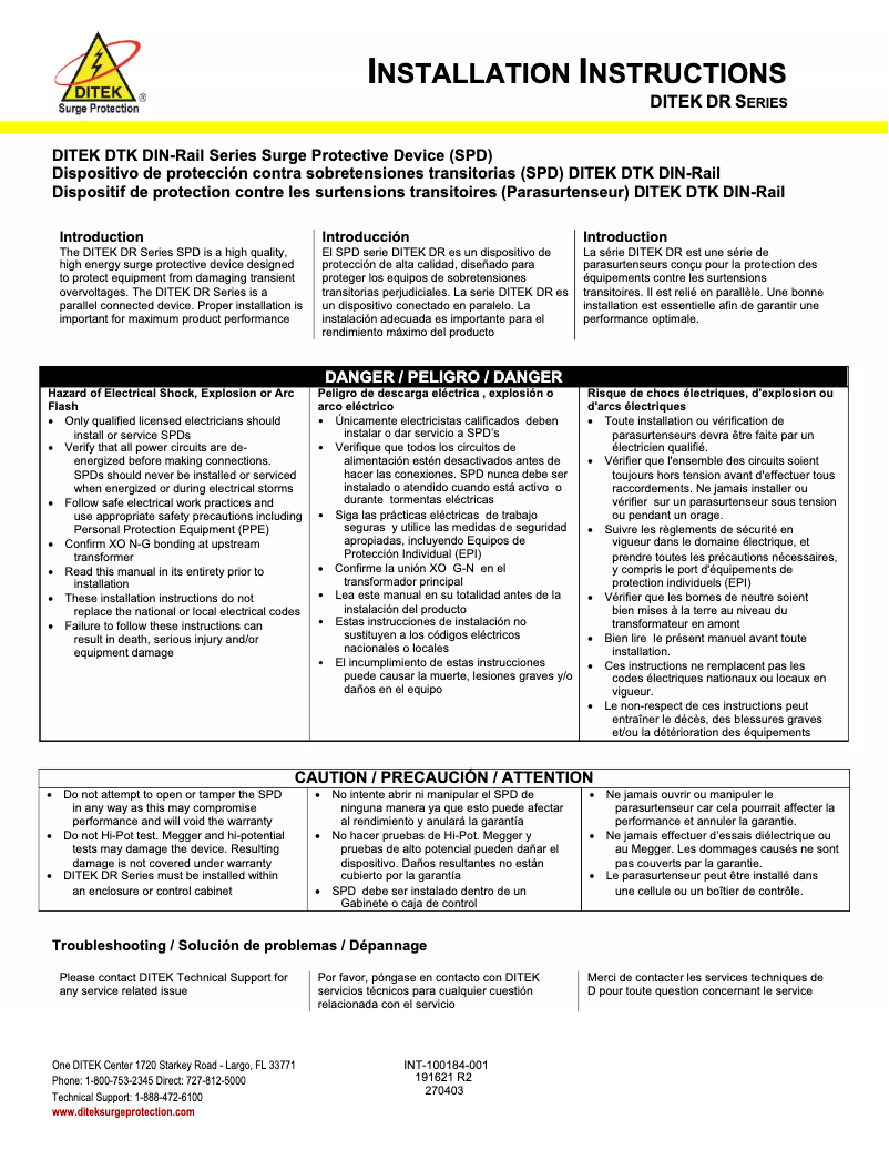 Page n°1 - Manuel utilisateur Ditek DTK-DR120P1