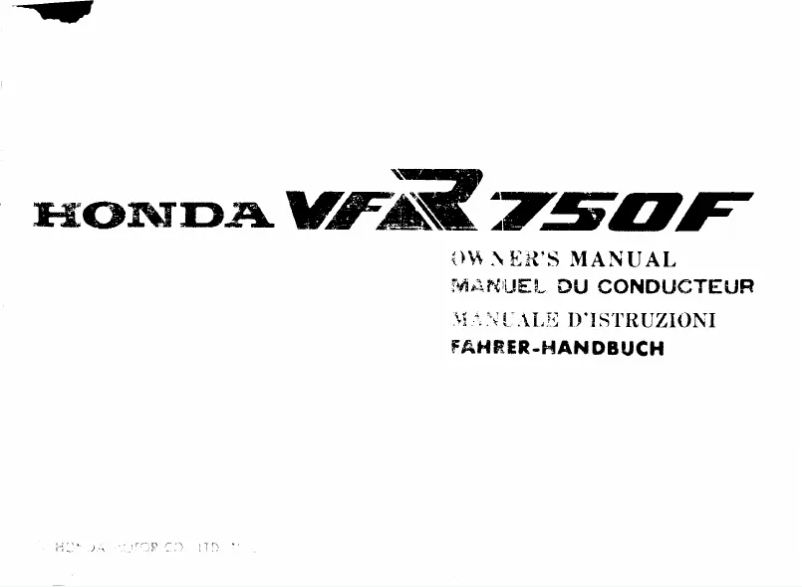 Image de la première page du manuel de l'appareil VFR750FG (1986)