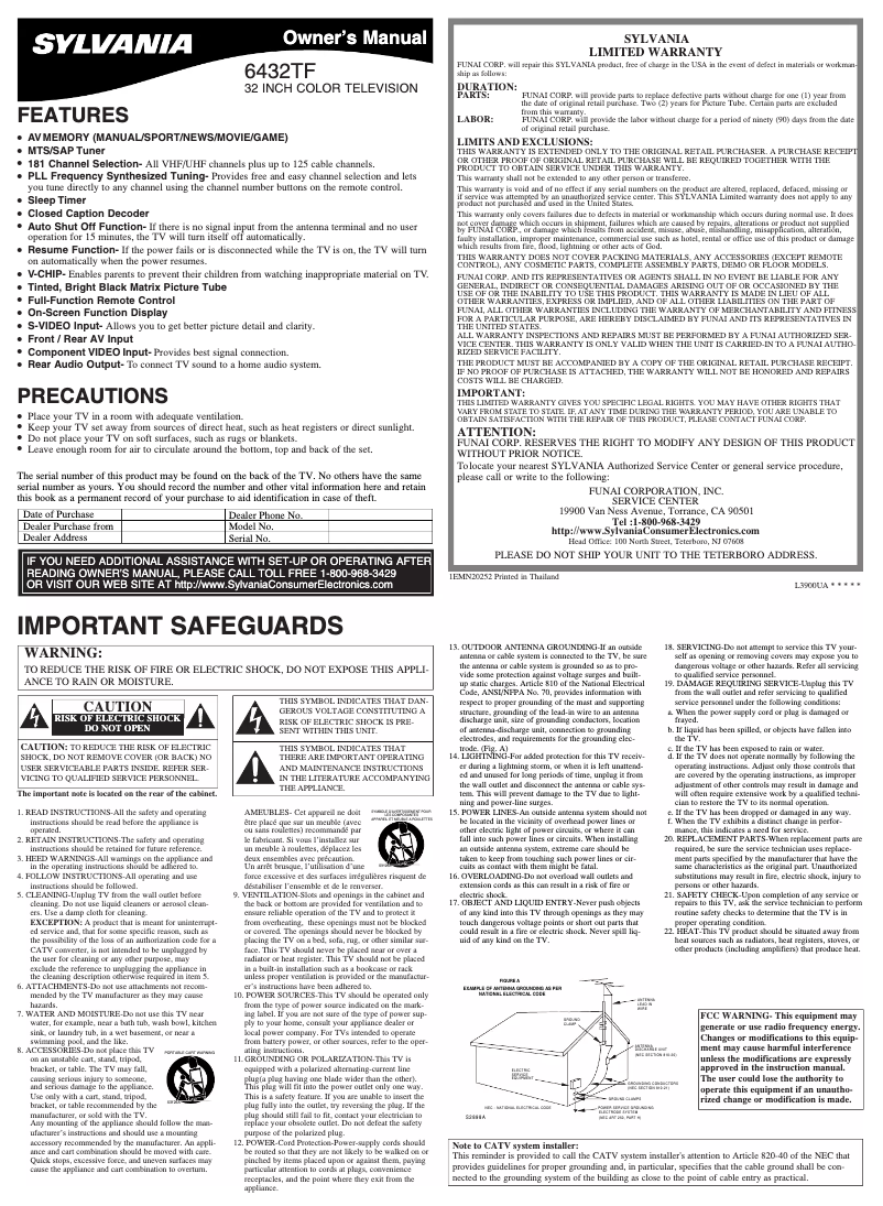 Image de la première page du manuel de l'appareil 6432TF