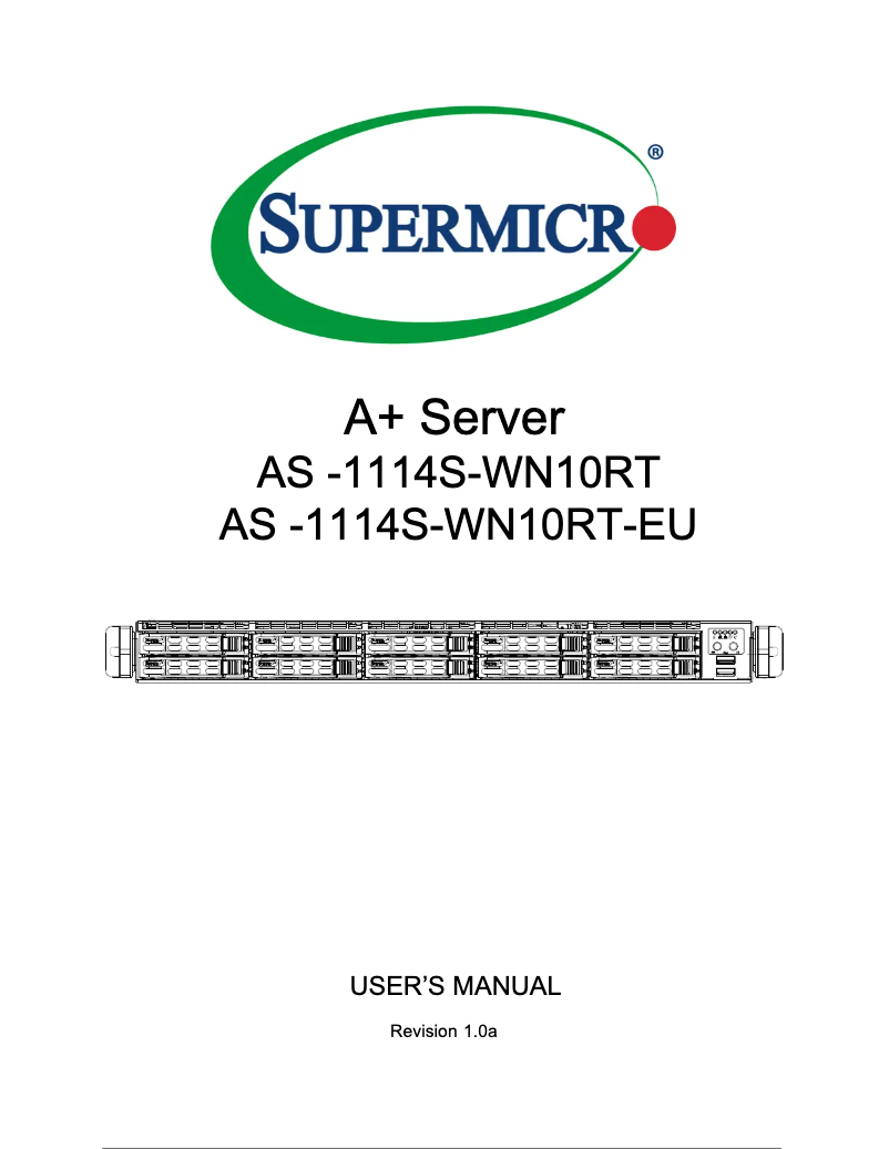 Image de la première page du manuel de l'appareil SuperServer AS-1114S-WN10RT