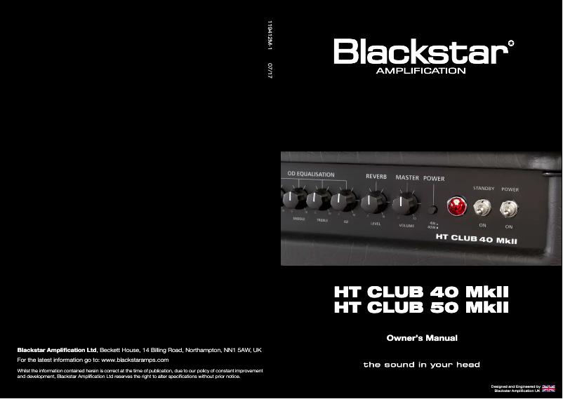 Page n°1 - Manuel utilisateur Blackstar HT Club 40 MKII