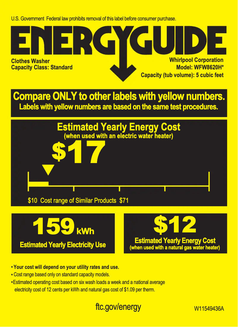 Page n°1 - Label énergétique Whirlpool WHLAUWED8620HW