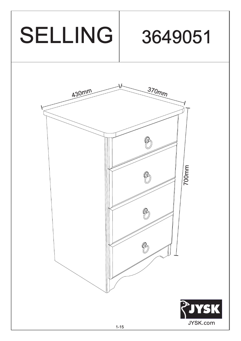 Image de la première page du manuel de l'appareil Selling (43x70x37)