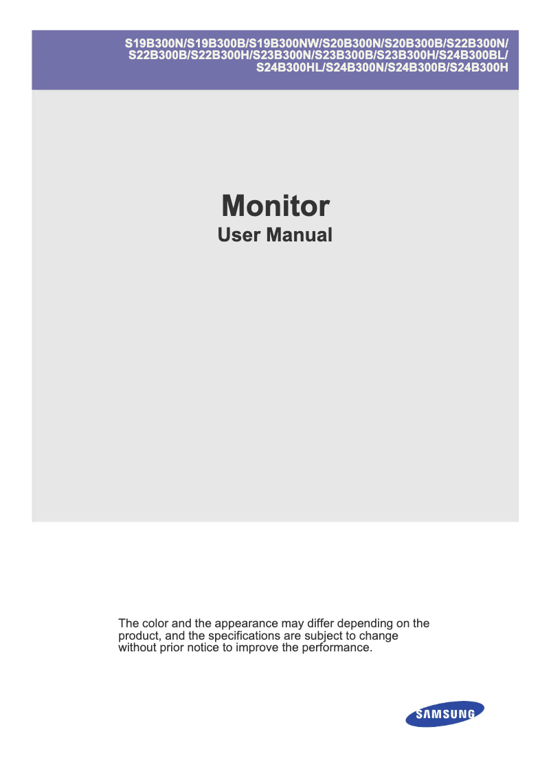 Page 1 de la notice Manuel utilisateur Samsung SyncMaster S20B300N