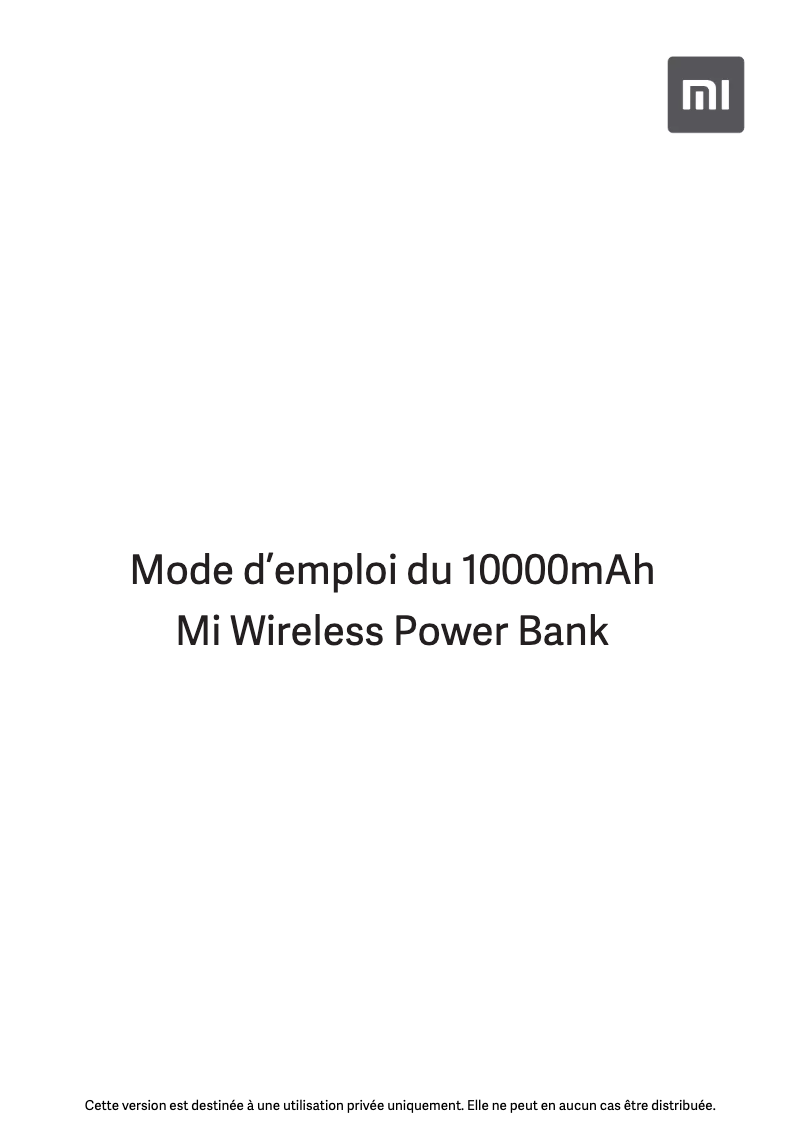 Image de la première page du manuel de l'appareil Mi Wireless Power Bank