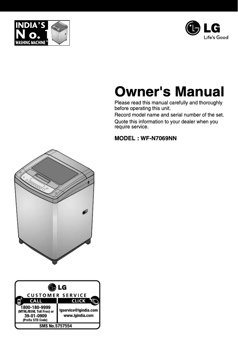 Image de la première page du manuel de l'appareil WF-N7069NN