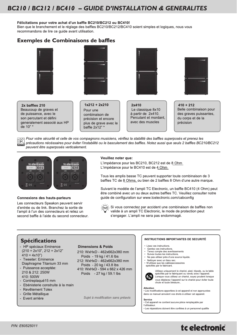 Page 1 de la notice Manuel utilisateur TC Electronic BC410
