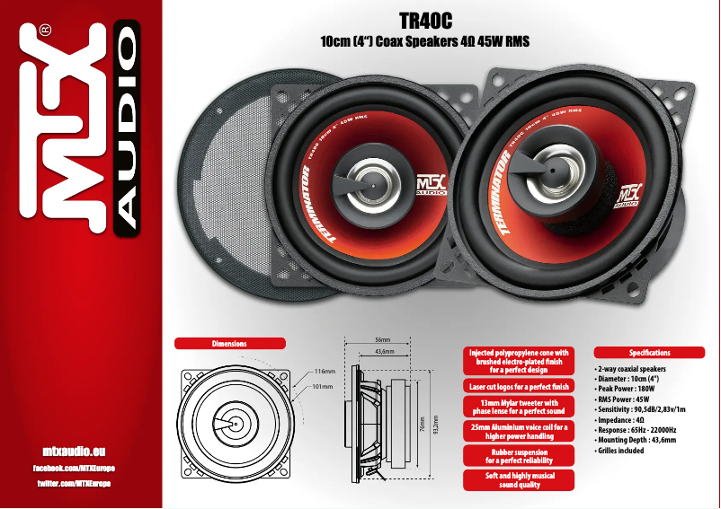 Page 1 de la notice Manuel utilisateur MTX Audio TR40C