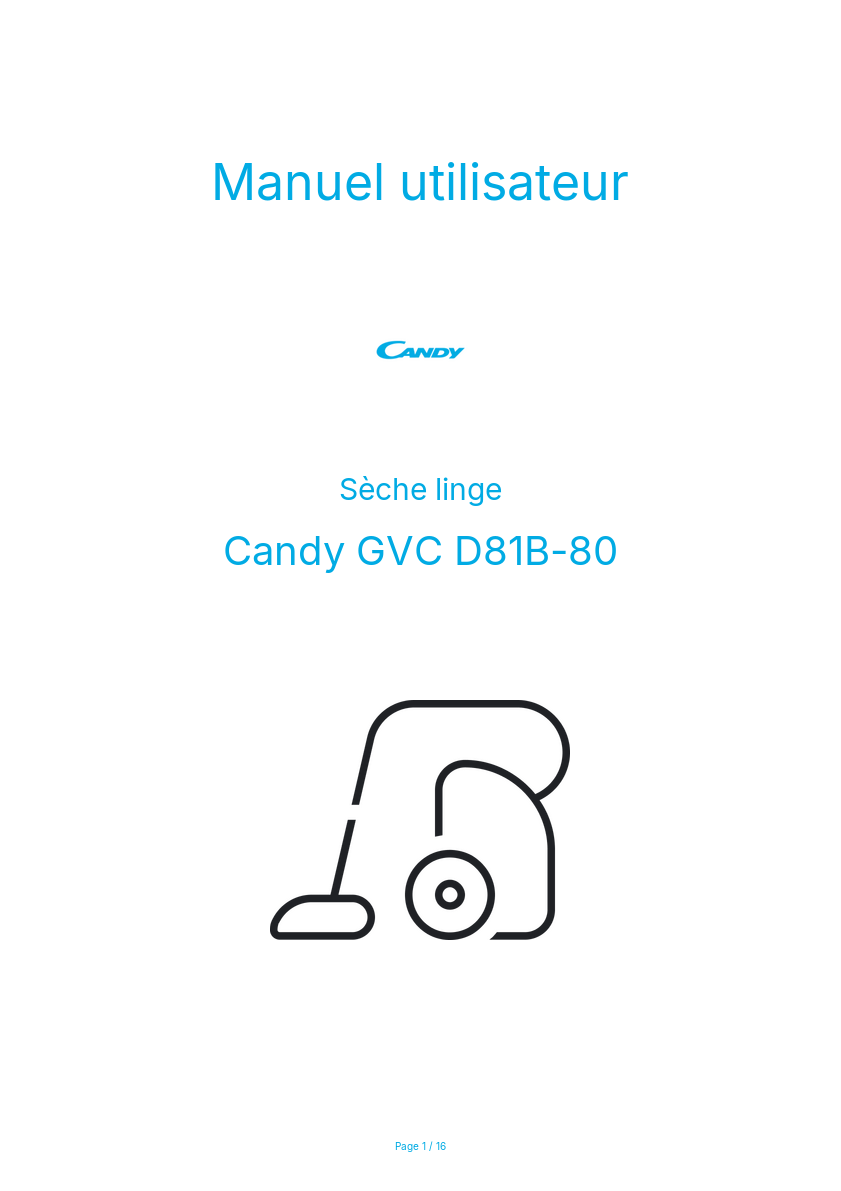 Page n°1 - Manuel utilisateur Candy GVC D81B-80