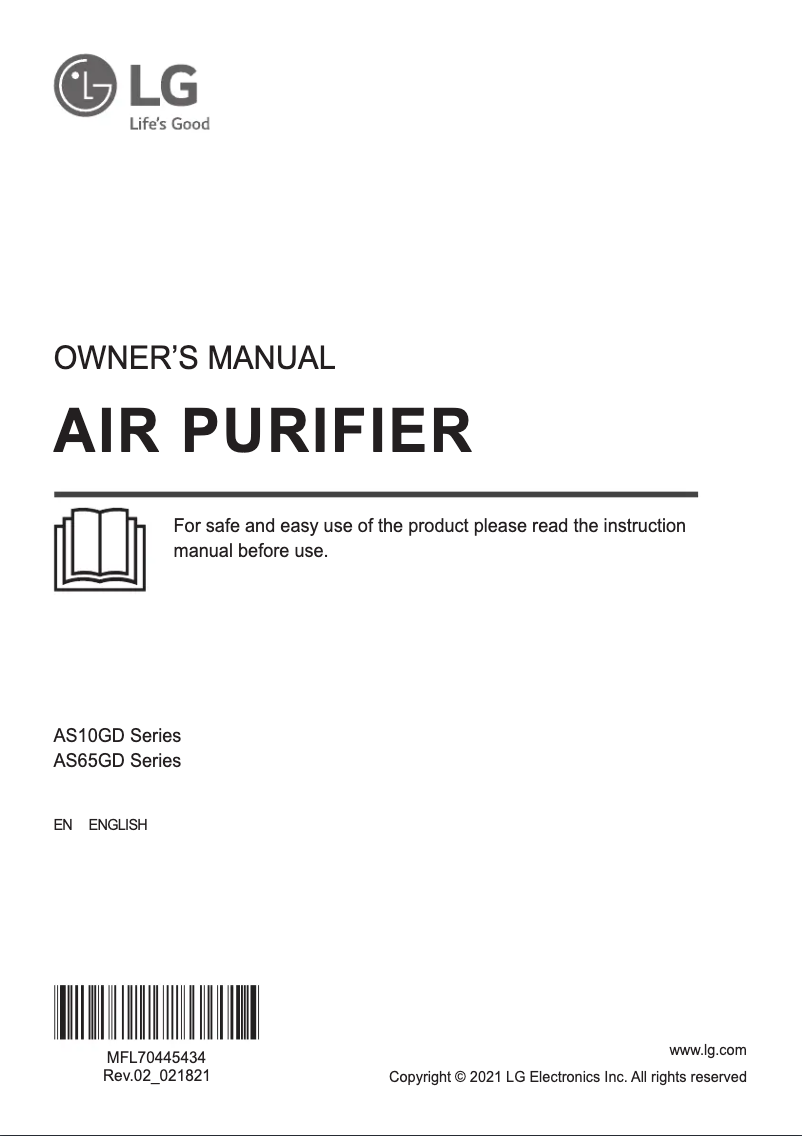 Page n°1 - Manuel utilisateur LG PuriCare AS65GDSH0