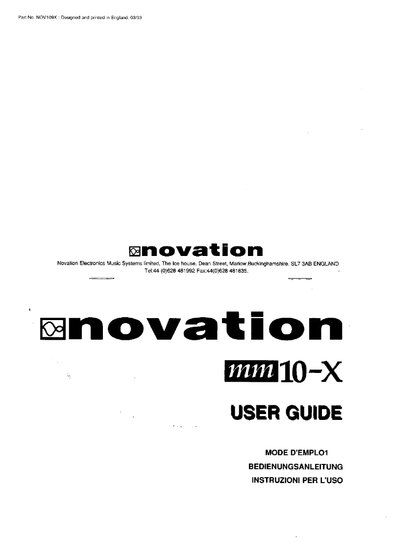Página 1 del manual Manual de usuario Novation mm10-X