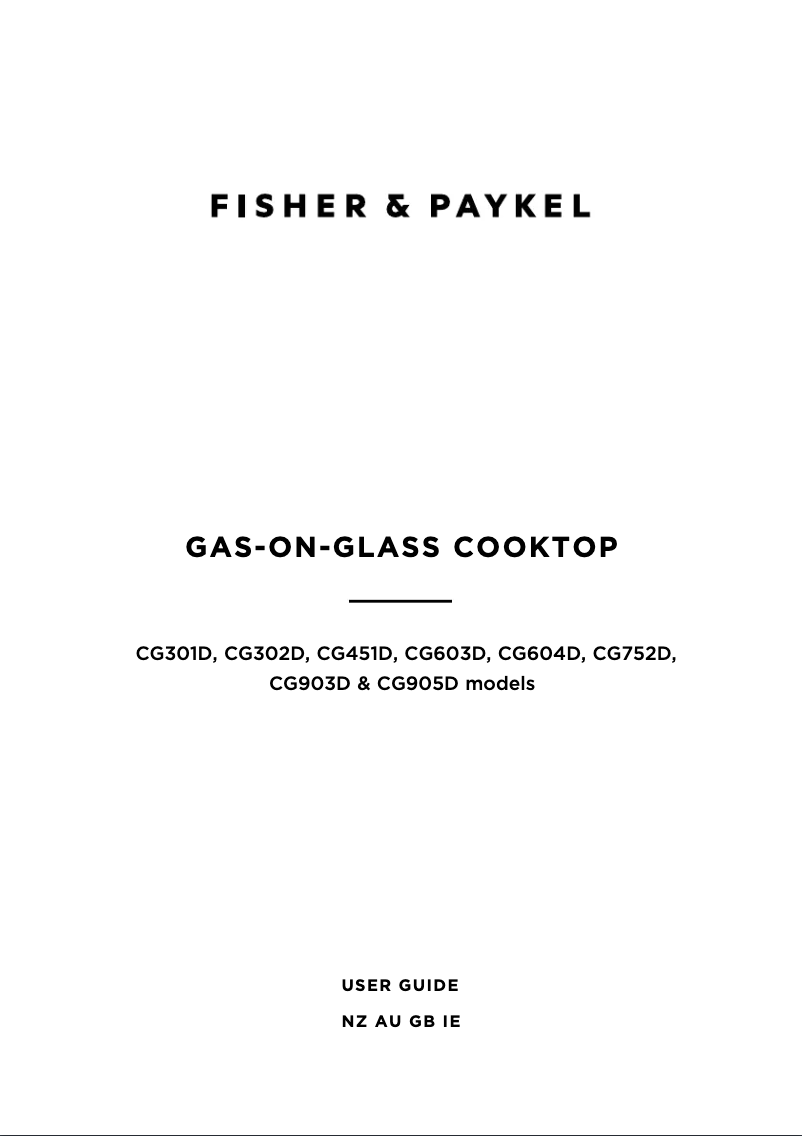 Page 1 de la notice Manuel utilisateur Fisher & Paykel JZT-CG301DNGGB1