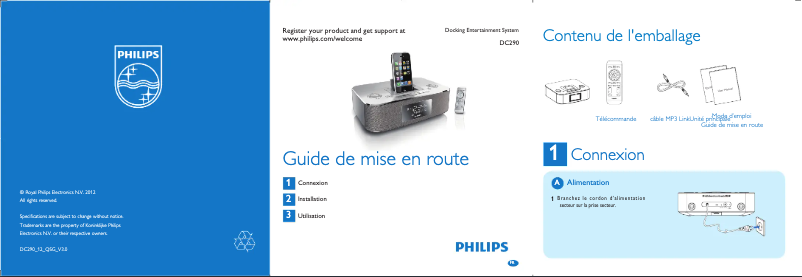 Page 1 de la notice Guide de démarrage rapide Philips DC290