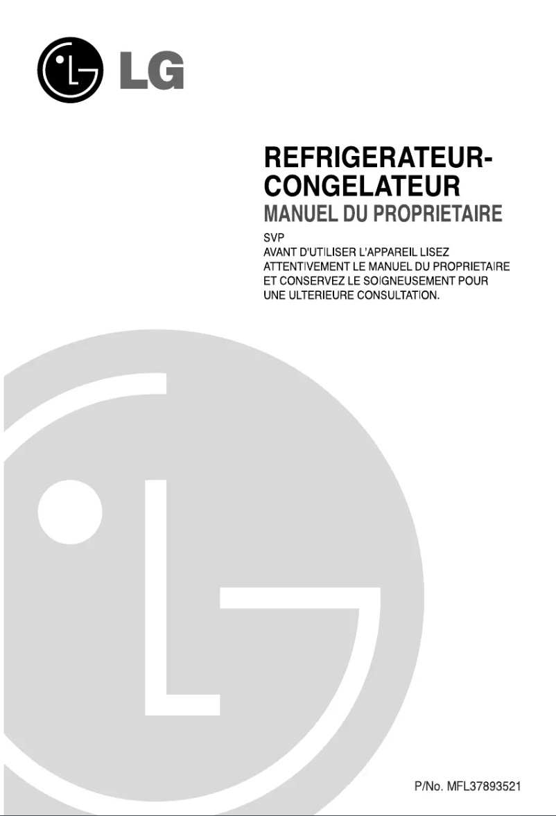 Page 1 de la notice Manuel utilisateur LG GR-B652YLB