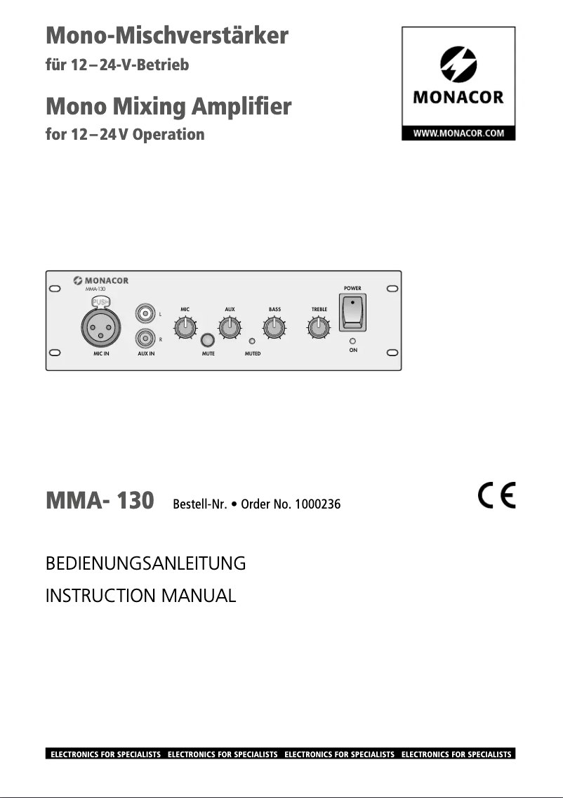 Page n°1 - Manuel utilisateur Monacor MMA-130
