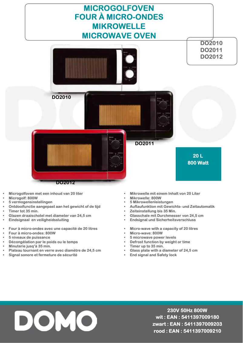 Page 1 de la notice Manuel utilisateur Domo DO2012