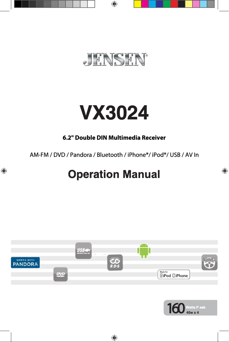 Page 1 de la notice Manuel utilisateur Jensen VX3024