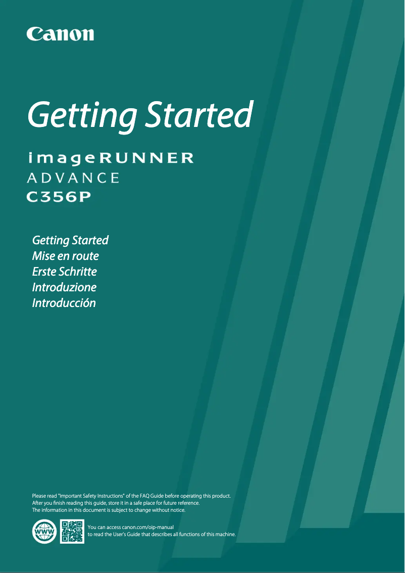 Page 1 de la notice Manuel utilisateur Canon imageRUNNER ADVANCE C356P
