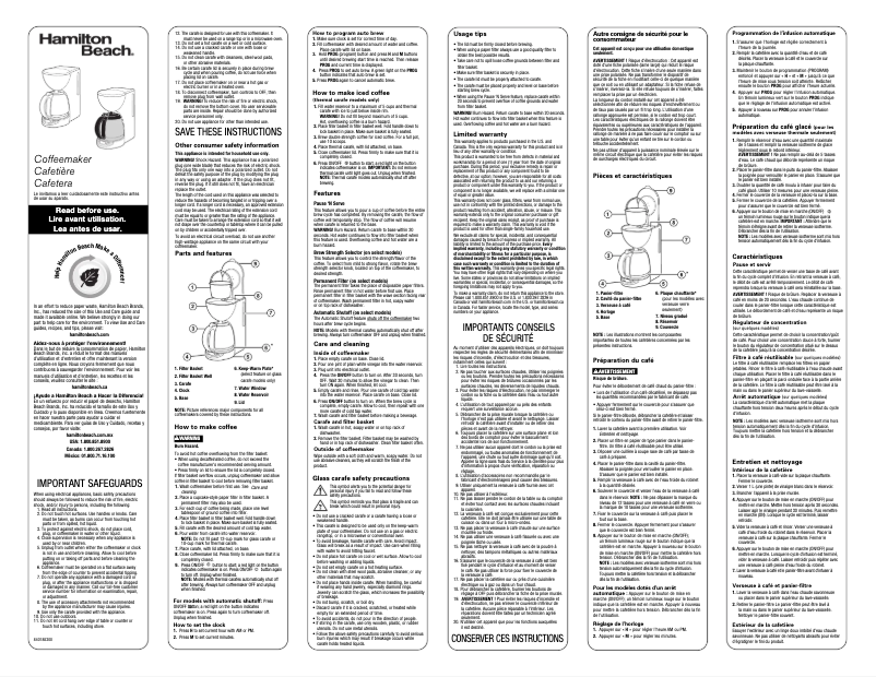 Page 1 of the manual User Manual Hamilton Beach Programmable 49754