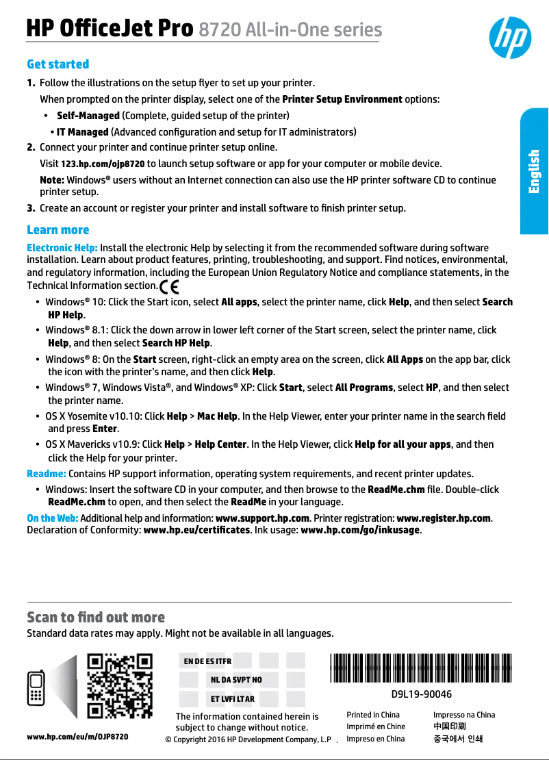 Page n°1 - Manuel utilisateur HP OfficeJet Pro 8725