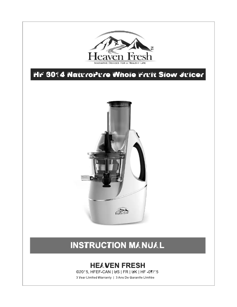 Page n°1 - Manuel utilisateur Heaven Fresh NaturoPure HF 3014