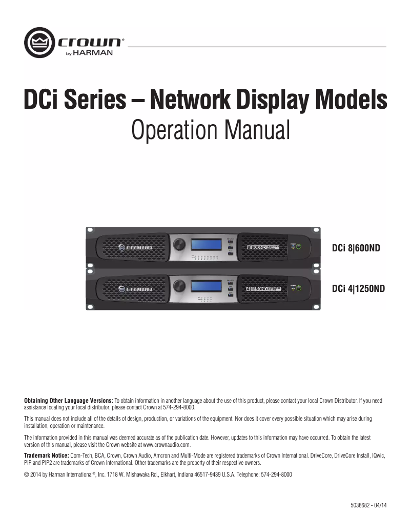 Image de la première page du manuel de l'appareil DriveCore Install 4|1250ND