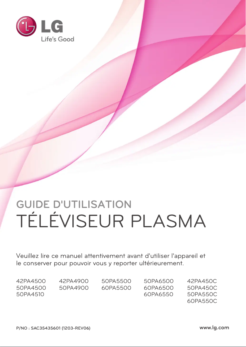 Page n°1 - Manuel utilisateur LG 42PA450C