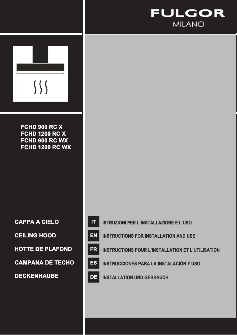 Page 1 de la notice Manuel utilisateur Fulgor Milano FCHD 900 RC