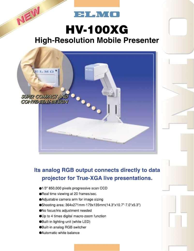 Page 1 de la notice Brochure Elmo HV-100XG