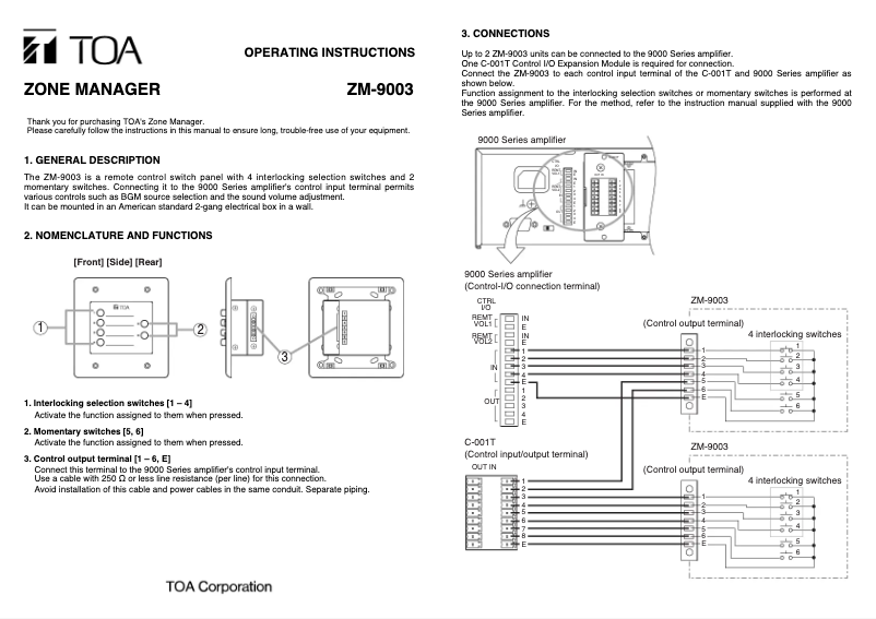 Image de la première page du manuel de l'appareil ZM-9003