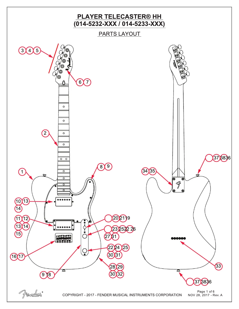 Page n°1 - Manuel utilisateur Fender Player Telecaster HH