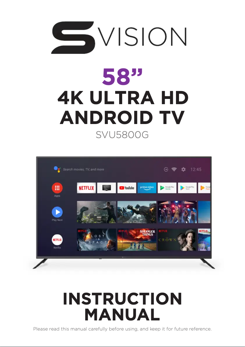 Page n°1 - Manuel utilisateur Seiki SVision SVU5800G