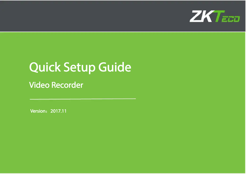 Page n°1 - Guide de démarrage rapide ZKTeco Z3116 XH-C