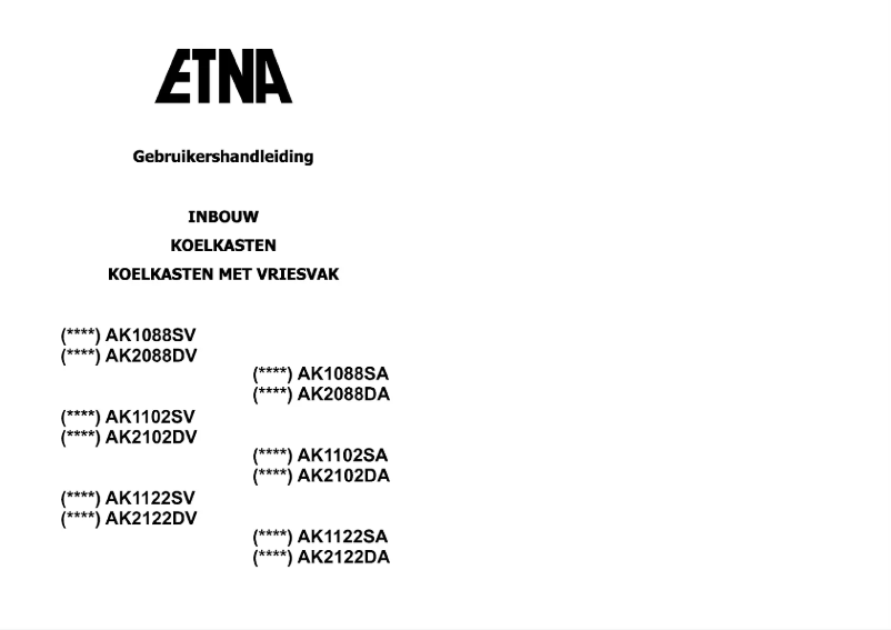 Page 1 de la notice Manuel utilisateur Etna EEK145A