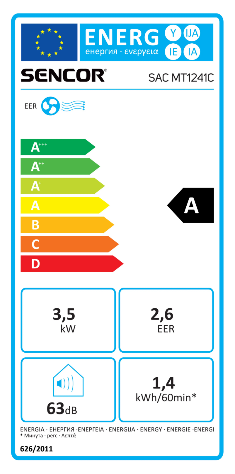 Page n°1 - Label énergétique Sencor SAC MT1241C