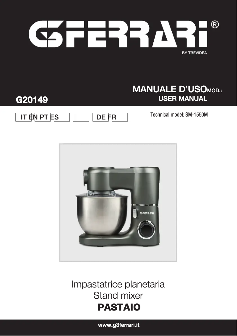 Page 1 de la notice Manuel utilisateur G3 Ferrari Pastaio G2P018