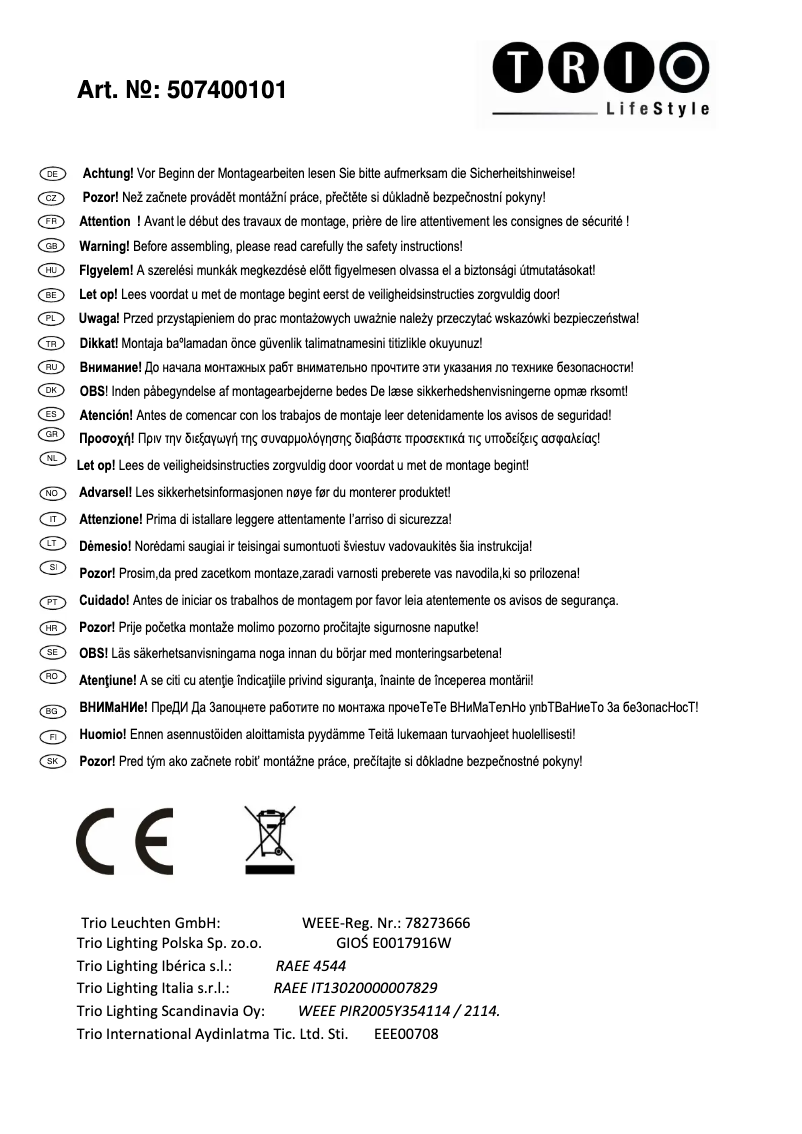 Image de la première page du manuel de l'appareil Gent 507400101