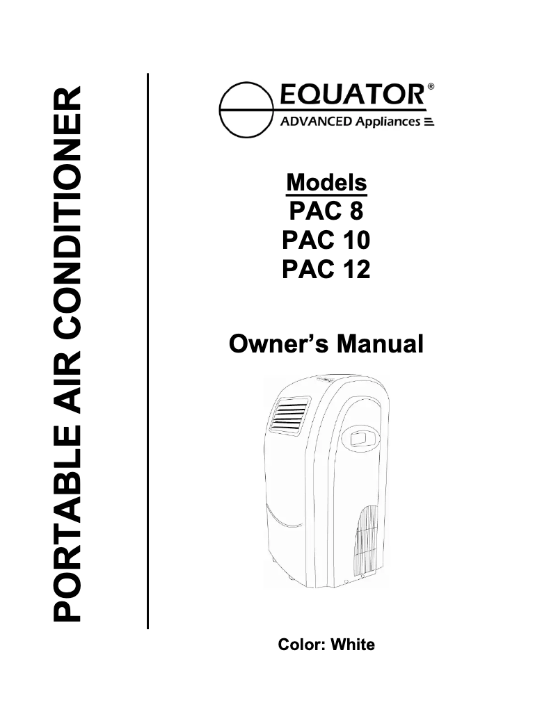Page n°1 - Manuel utilisateur Equator PAC 8