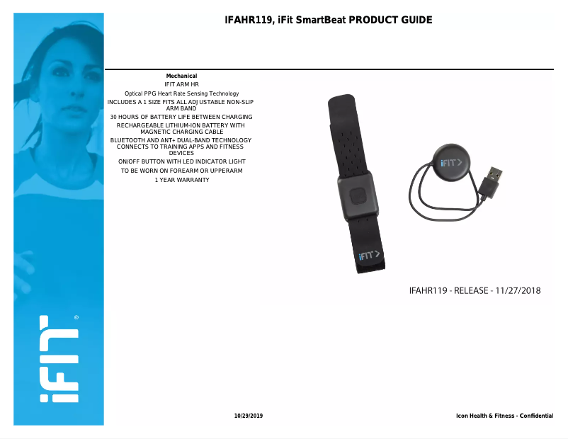Image de la première page du manuel de l'appareil iFit SmartBeat