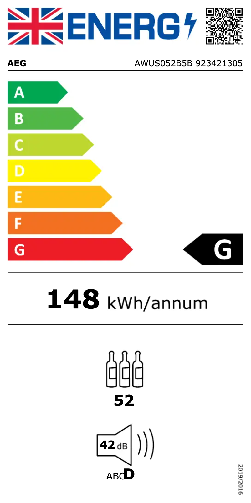Página 1 del manual Etiqueta energética AEG AWUS052B5B