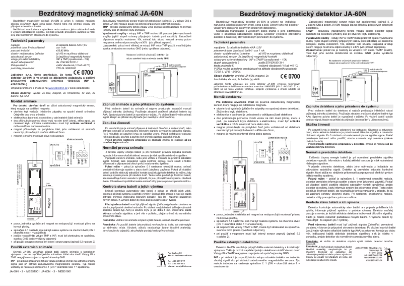 Page 1 de la notice Manuel utilisateur Joblotron JA-60N