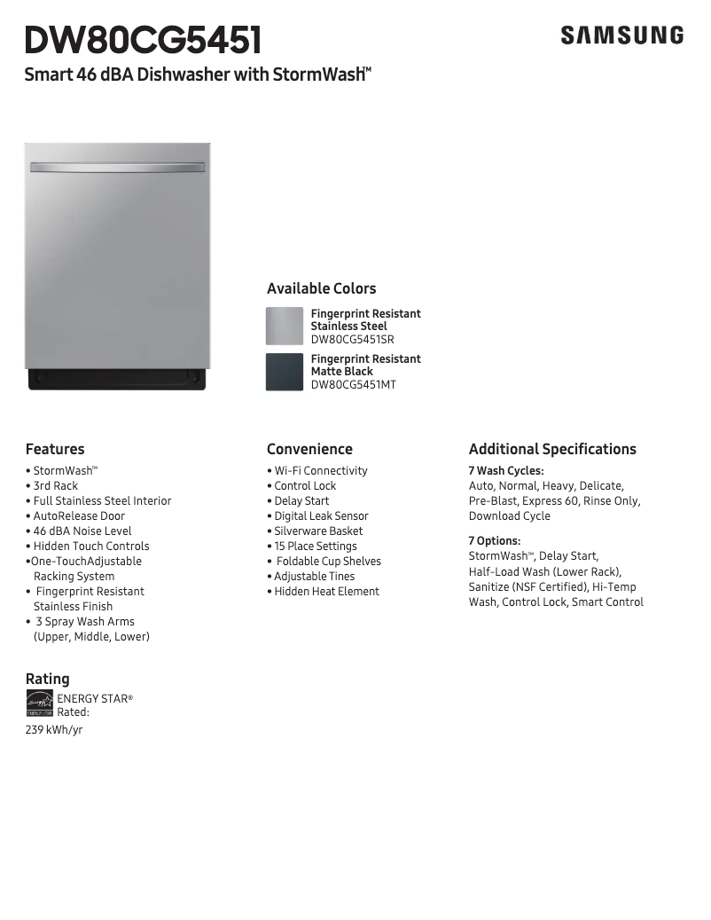 Image de la première page du manuel de l'appareil DW80CG5451SR