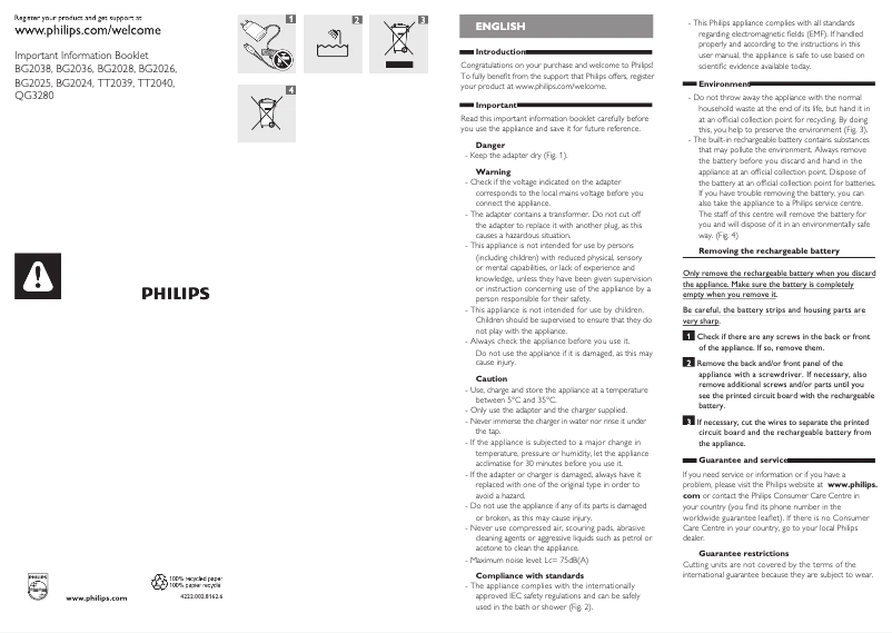 Página 1 del manual Manual de usuario Philips Series 3000 QG3280
